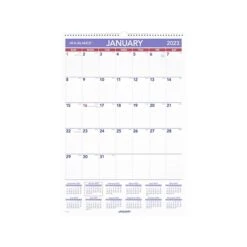 2023 AT-A-GLANCE 15.5" X 22.75" Monthly Wet-Erase Wall Calendar, White/Purple/Red (PMLM03-28-23)
