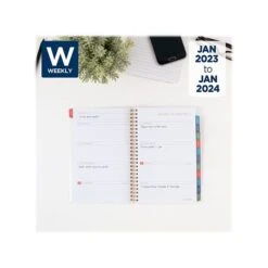 2023 AT-A-GLANCE BADGE Hand-Drawn Geo 5.5" X 8.5" Weekly & Monthly Planner, Blue/Yellow/White (1641H-200-23) -Bostich Shop sp152199472 s7