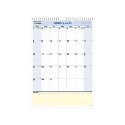 2023 AT-A-GLANCE QuickNotes 12" X 17" Monthly Wall Calendar, White/Blue/Yellow (PM52-28-23)