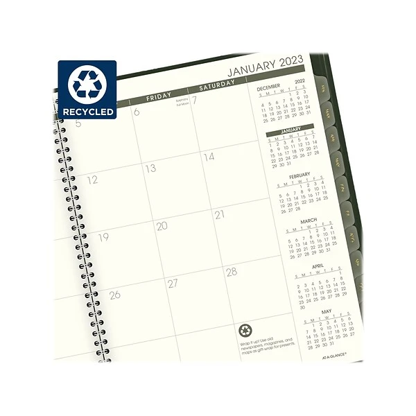 2023 AT-A-GLANCE Recycled 9" X 11" Monthly Planner, Green (70-260G-60-23) 4 2023 AT-A-GLANCE Recycled 9" X 11" Monthly Planner, Green (70-260G-60-23) - Image 2