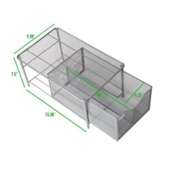 Mind Reader Storage Basket W/ Sliding Drawer And Steel Mesh Platform On Top, Silver (CABASKDR-SIL) 9 Mind Reader Storage Basket W/ Sliding Drawer And Steel Mesh Platform On Top, Silver (CABASKDR-SIL) -Bostich Shop sp155207091 s7