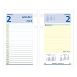 2023 AT-A-GLANCE QuickNotes 6" X 3.5" Daily Loose-Leaf Desk Calendar Refill, Blue/Yellow (E517-50-23)