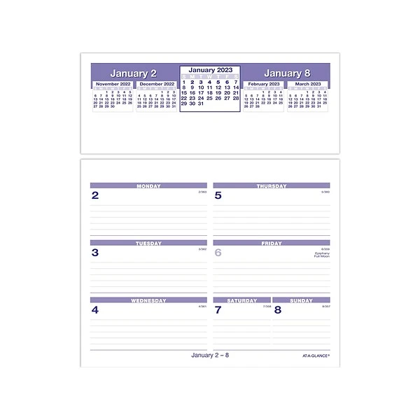 2023 AT-A-GLANCE Flip-A-Week 7" X 6" Weekly Desk Calendar Refill, Purple/White (SW705X-50-23) 3 2023 AT-A-GLANCE Flip-A-Week 7" X 6" Weekly Desk Calendar Refill, Purple/White (SW705X-50-23)