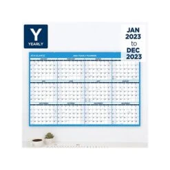 2023 AT-A-GLANCE 48" X 32" Yearly Dry-Erase Wall Calendar, Reversible, Blue/White (PM300-28-23)