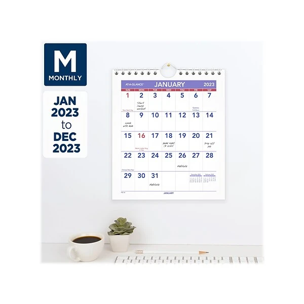 2023 AT-A-GLANCE Mini 6.5" X 7.5" Monthly Wall Calendar, Purple/Red (PM5-28-23) 4 2023 AT-A-GLANCE Mini 6.5" X 7.5" Monthly Wall Calendar, Purple/Red (PM5-28-23) - Image 2