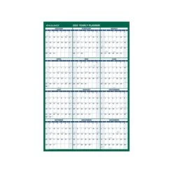 2023 AT-A-GLANCE 24" X 36" Yearly Wet-Erase Wall Calendar, Reversible, Green/Blue (PM210-28-23)