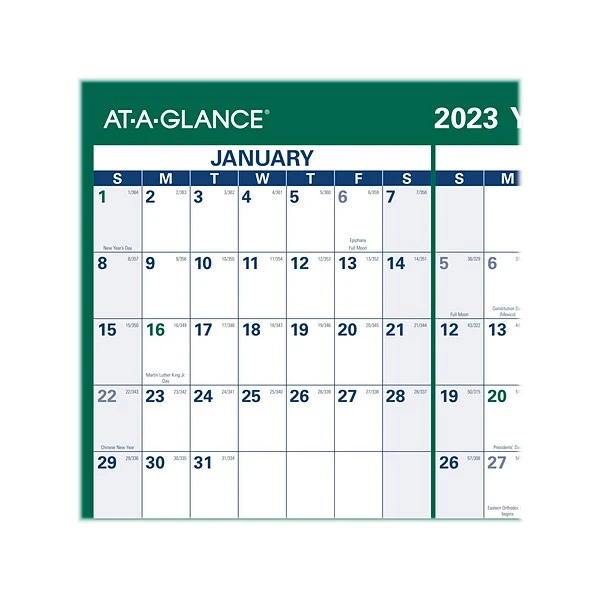 2023 AT-A-GLANCE 24" X 36" Yearly Wet-Erase Wall Calendar, Reversible, Green/Blue (PM210-28-23) 5 2023 AT-A-GLANCE 24" X 36" Yearly Wet-Erase Wall Calendar, Reversible, Green/Blue (PM210-28-23) - Image 3
