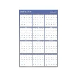 2023 AT-A-GLANCE 32" X 48" Yearly Wet-Erase Wall Calendar, Reversible, Blue/Gray (A1152-23)