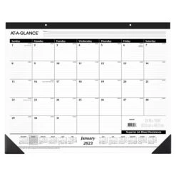 2023 AT-A-GLANCE 24" X 19" Monthly Desk Pad Calendar, Black/White (SK30-00-23)