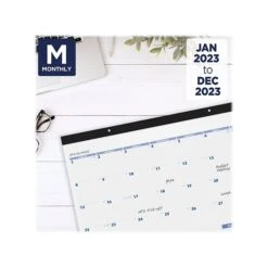 2023 AT-A-GLANCE 22" X 17" Monthly Desk Pad Calendar, Blue/Gray (SW200-00-23)