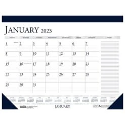 2023 House Of Doolittle 22" X 17" Monthly Desk Pad Calendar, Deep Blue/Gray (164-23)