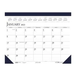2023 House Of Doolittle 22" X 17" Monthly Desk Pad Calendar, White/Gray/Blue (150-23)