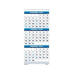 2023 House Of Doolittle 8" X 17" Three-Month Wall Calendar, White/Blue (3646-23)