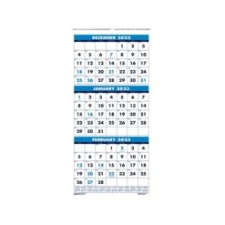 2023 House Of Doolittle 12.25" X 26" Three-Month Wall Calendar, White/Blue (3640-23)