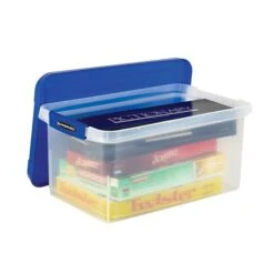 Bankers Box Heavy-Duty Latch Lid Plastic File Box, Letter Size, Blue/Clear, Each (86101) -Bostich Shop sp165492743 s7