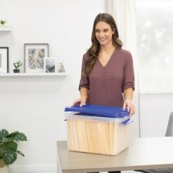 Bankers Box Heavy-Duty Latch Lid Plastic File Box, Letter Size, Blue/Clear, Each (86101) -Bostich Shop sp165492744 s7