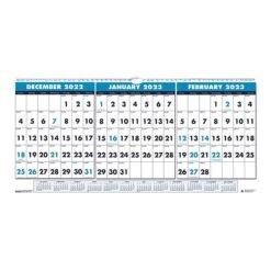 2023 House Of Doolittle 17" X 8" Three-Month Wall Calendar, White/Blue (3647-23)