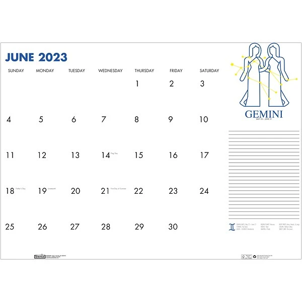 2023 House Of Doolittle Zodiac 18.5" X 13" Monthly Desk Pad Calendar, Zodiac, White/Black (1676-23) 3 2023 House Of Doolittle Zodiac 18.5" X 13" Monthly Desk Pad Calendar, Zodiac, White/Black (1676-23)