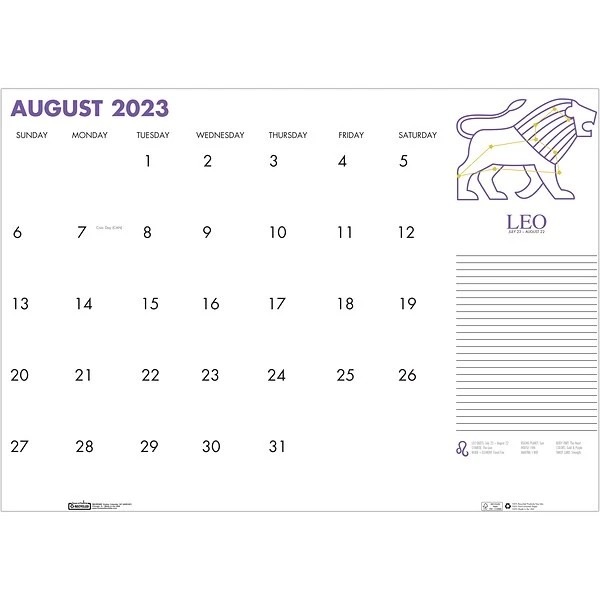 2023 House Of Doolittle Zodiac 18.5" X 13" Monthly Desk Pad Calendar, Zodiac, White/Black (1676-23) 4 2023 House Of Doolittle Zodiac 18.5" X 13" Monthly Desk Pad Calendar, Zodiac, White/Black (1676-23) - Image 2