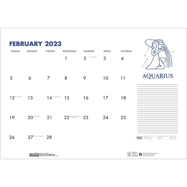 2023 House Of Doolittle Zodiac 18.5" X 13" Monthly Desk Pad Calendar, Zodiac, White/Black (1676-23) 7 2023 House Of Doolittle Zodiac 18.5" X 13" Monthly Desk Pad Calendar, Zodiac, White/Black (1676-23) - Image 5