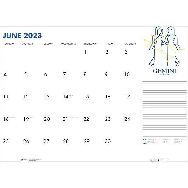 2023 House Of Doolittle Zodiac 18.5" X 13" Monthly Desk Pad Calendar, Zodiac, White/Black (1676-23) 8 2023 House Of Doolittle Zodiac 18.5" X 13" Monthly Desk Pad Calendar, Zodiac, White/Black (1676-23) - Image 6
