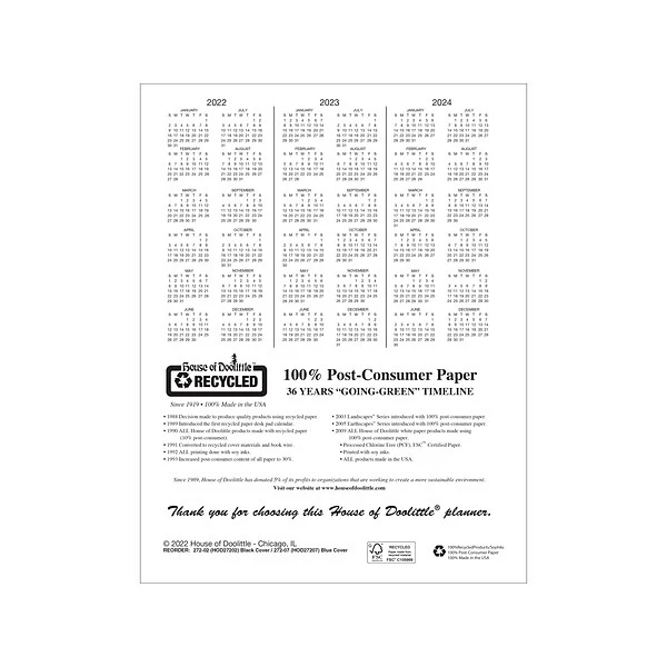 2023 House Of Doolittle 8.5" X 11" Weekly Appointment Book, Black (27207-23) 5 2023 House Of Doolittle 8.5" X 11" Weekly Appointment Book, Black (27207-23) - Image 3