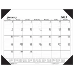 2023 House Of Doolittle Economy 22" X 17" Monthly Desk Pad Calendar, White/Black (124-02-23)