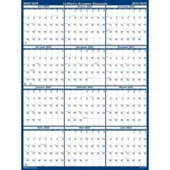 2023-2024 House Of Doolittle 37" X 24" Academic Yearly Wet-Erase Wall Calendar, Reversible, Blue (395-24)