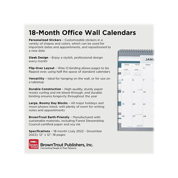 2022-2023 BrownTrout Seaside Currents 12" X 12" Monthly Wall Calendar, White/Blue (9781975456115) 4 2022-2023 BrownTrout Seaside Currents 12" X 12" Monthly Wall Calendar, White/Blue (9781975456115) - Image 2
