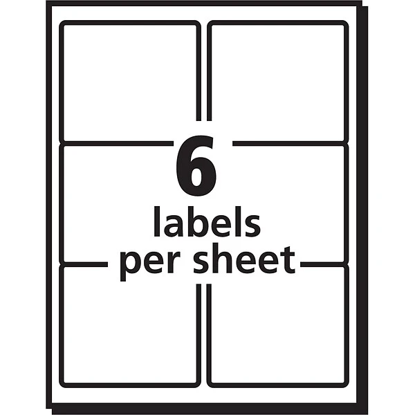 Avery EcoFriendly Laser/Inkjet Shipping Labels, 3-1/3" X 4", White, 6 Labels/Sheet, 100 Sheets/Box (48464) 6 Avery EcoFriendly Laser/Inkjet Shipping Labels, 3-1/3" X 4", White, 6 Labels/Sheet, 100 Sheets/Box (48464) - Image 4