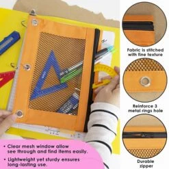 BAZIC Products Zip Polyester 3-Ring Pencil Pouch With Mesh Window, Assorted Retro Pastel Colors, Pack Of 12 (BAZ810-12) 12 BAZIC Products Zip Polyester 3-Ring Pencil Pouch With Mesh Window, Assorted Retro Pastel Colors, Pack Of 12 (BAZ810-12) -Bostich Shop sp171983891 s7