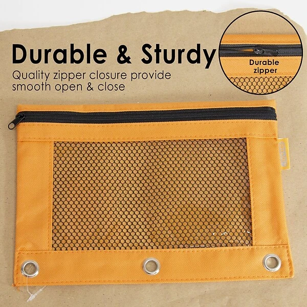 BAZIC Products Zip Polyester 3-Ring Pencil Pouch With Mesh Window, Assorted Retro Pastel Colors, Pack Of 12 (BAZ810-12) 8 BAZIC Products Zip Polyester 3-Ring Pencil Pouch With Mesh Window, Assorted Retro Pastel Colors, Pack Of 12 (BAZ810-12) - Image 6