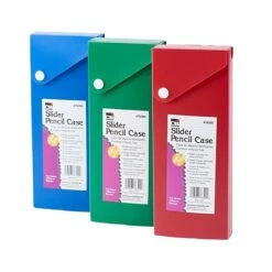 Charles Leonard Slider Pencil Box, Assorted Colors, Pack Of 12 (CHL76300ST)