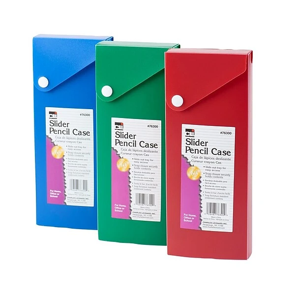 Charles Leonard Slider Pencil Box, Assorted Colors, Pack Of 12 (CHL76300ST) 3 Charles Leonard Slider Pencil Box, Assorted Colors, Pack Of 12 (CHL76300ST)