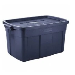 Rubbermaid Roughneck 124 Quart Latching Lid Storage Tote, Dark Indigo Metallic (RMRT310000)