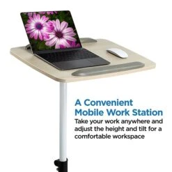 Mount-It! Rolling Laptop Tray, Height Adjustable Bedside Cart With Caster Wheels (MI-7946) -Bostich Shop sp21608018 s7