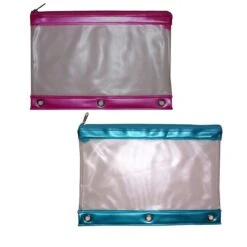 Inkology Transparent Binder Pencil Pouch, Assorted, 10" X 7.5", 12 Pack (4240)