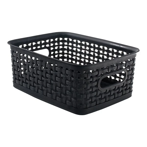 Plastic Weave Bin; Black, Small 2 Plastic Weave Bin; Black, Small