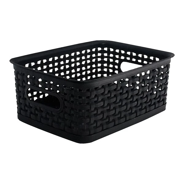 Plastic Weave Bin; Black, Small 3 Plastic Weave Bin; Black, Small - Image 2