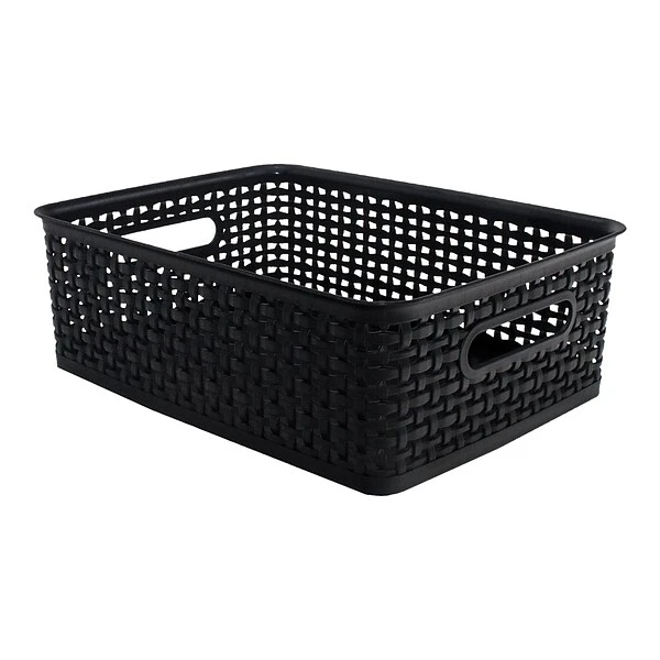 Advantus Plastic Weave Bin, Black, 4.63"H X 10-1/2"W X 14"D 3 Advantus Plastic Weave Bin, Black, 4.63"H X 10-1/2"W X 14"D