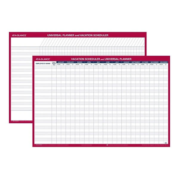 AT-A-GLANCE Universal-Vacation Schedule 24"H X 36"W Dry Erase Yearly Wall Calendar, Red (PM250 28) 4 AT-A-GLANCE Universal-Vacation Schedule 24"H X 36"W Dry Erase Yearly Wall Calendar, Red (PM250 28) - Image 2