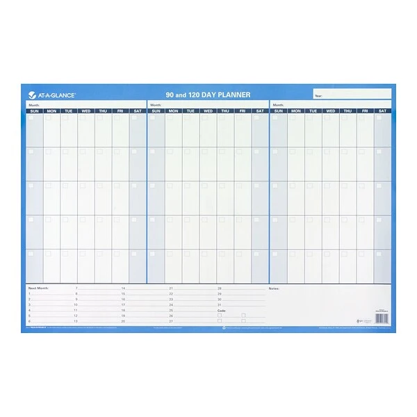 AT-A-GLANCE 90-120 Day 24"H X 36"W Dry Erase Monthly Wall Calendar, Reversible, Blue (PM239 28) 3 AT-A-GLANCE 90-120 Day 24"H X 36"W Dry Erase Monthly Wall Calendar, Reversible, Blue (PM239 28)