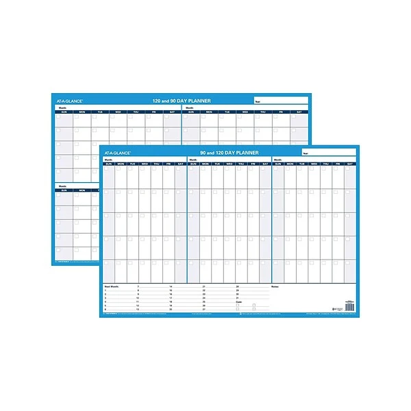 AT-A-GLANCE 90-120 Day 24"H X 36"W Dry Erase Monthly Wall Calendar, Reversible, Blue (PM239 28) 4 AT-A-GLANCE 90-120 Day 24"H X 36"W Dry Erase Monthly Wall Calendar, Reversible, Blue (PM239 28) - Image 2