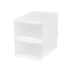 IRIS Small 1 Drawer Stackable Storage, White, 4/Carton (129800)