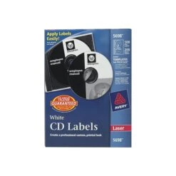 Avery Laser Media Labels, White Matte, 100 Disc And 200 Spine Labels/Pack (5698)