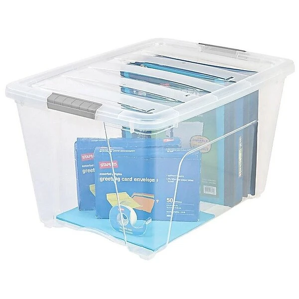 IRIS Stack & Pull 54 Qt. Latch Lid Storage Boxes, Clear, 6/Carton (100243-CT) 3 IRIS Stack & Pull 54 Qt. Latch Lid Storage Boxes, Clear, 6/Carton (100243-CT)