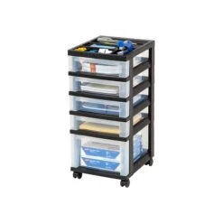 Iris® Rolling Cart With Plastic Organizer Top, 5-Drawer -Bostich Shop sp44844826 s7
