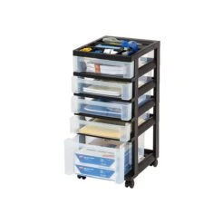 Iris® Rolling Cart With Plastic Organizer Top, 5-Drawer -Bostich Shop sp44844827 s7