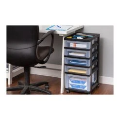 Iris® Rolling Cart With Plastic Organizer Top, 5-Drawer -Bostich Shop sp44844829 s7