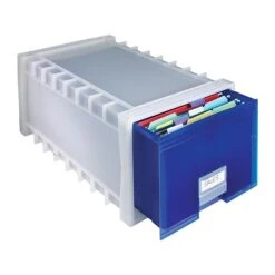 Storex Stackable Storage Drawer, Blue/White (61104U01C)